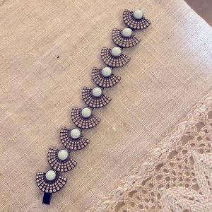 Rhinestone half moon bracelet